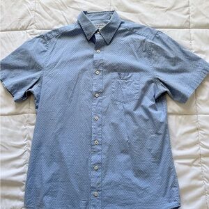 Men's Light Blue with White Polka Dots Casual Button Down Shirt